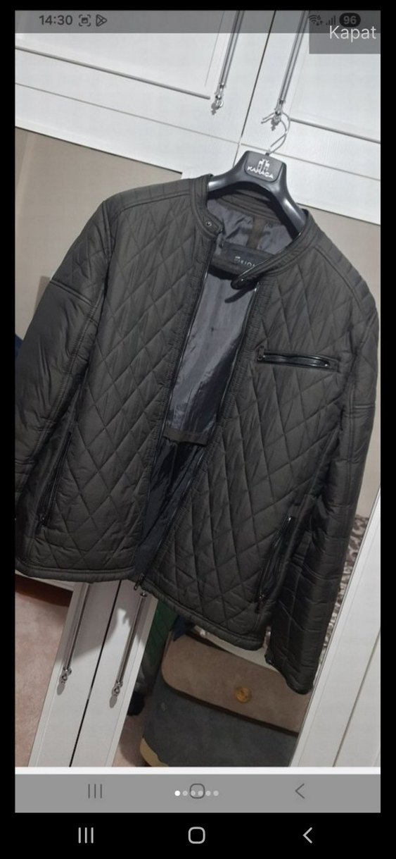 Dikişli Siyah Deri Erkek Biker Ceket - Görsel 2