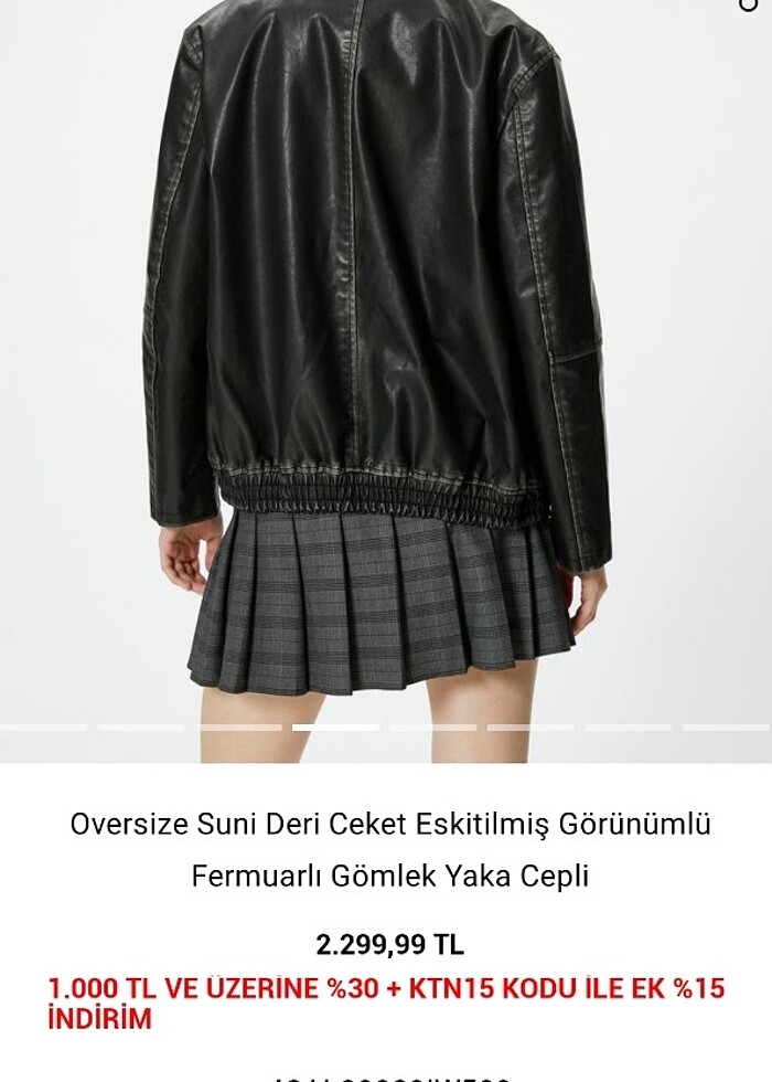 KOTON KADIN SUNI  VINTAGE DERI CEKET - Görsel 3