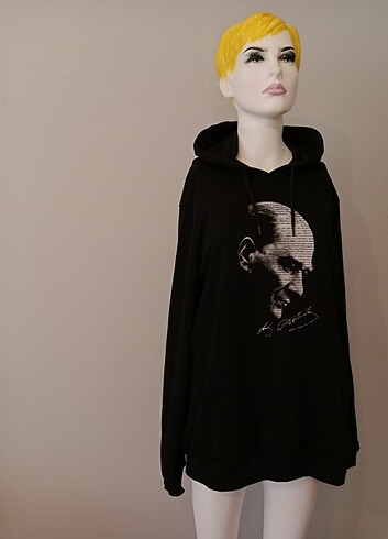 xl Beden Atatürk baskılı unisex kapşonlu sweatshirt