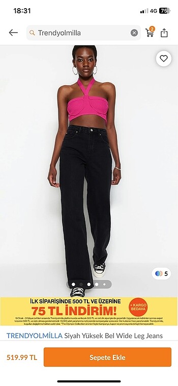 Trendyol & Milla Trendyolmilla siyah wide leg jean