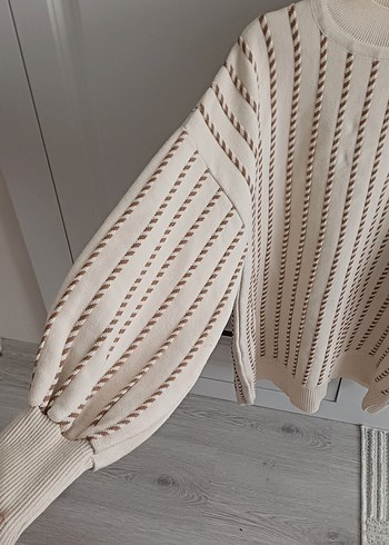 Kadın Beyaz Triko Salaş Kazak - Görsel 2