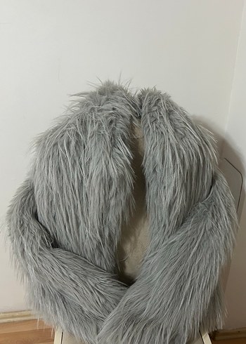 Gri Kadın Suni Kürk Ceket - Görsel 2