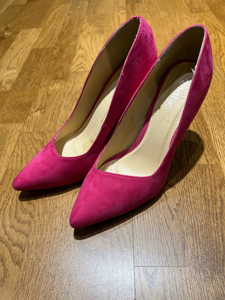 Pembe Süet Stiletto Topuklu Kadın Ayakkabı - Görsel 4