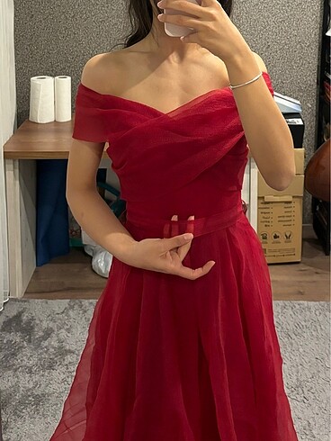 xs Beden Kırmızı abiye elbise