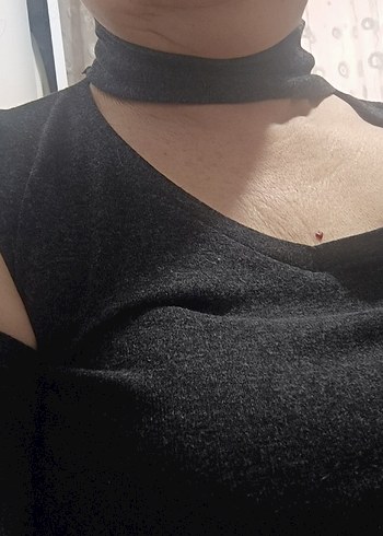 Gri V Yaka Kadın Triko Kazak - Görsel 2