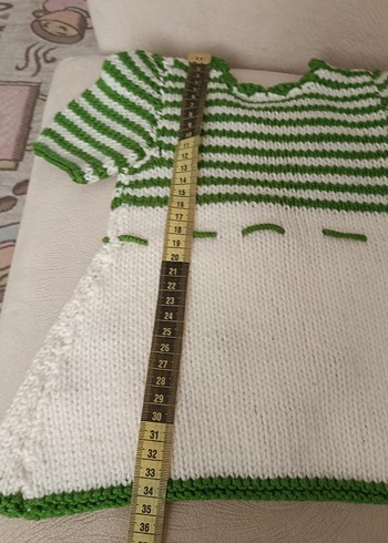 Kız Çocuk Örgü Kiraz İşlemeli Kısa Kollu Kazak - Görsel 3