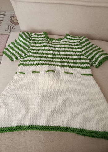 Kız Çocuk Örgü Kiraz İşlemeli Kısa Kollu Kazak - Görsel 4