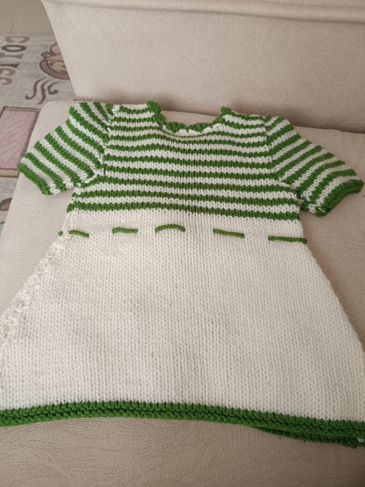 Kız Çocuk Örgü Kiraz İşlemeli Kısa Kollu Kazak - Görsel 4