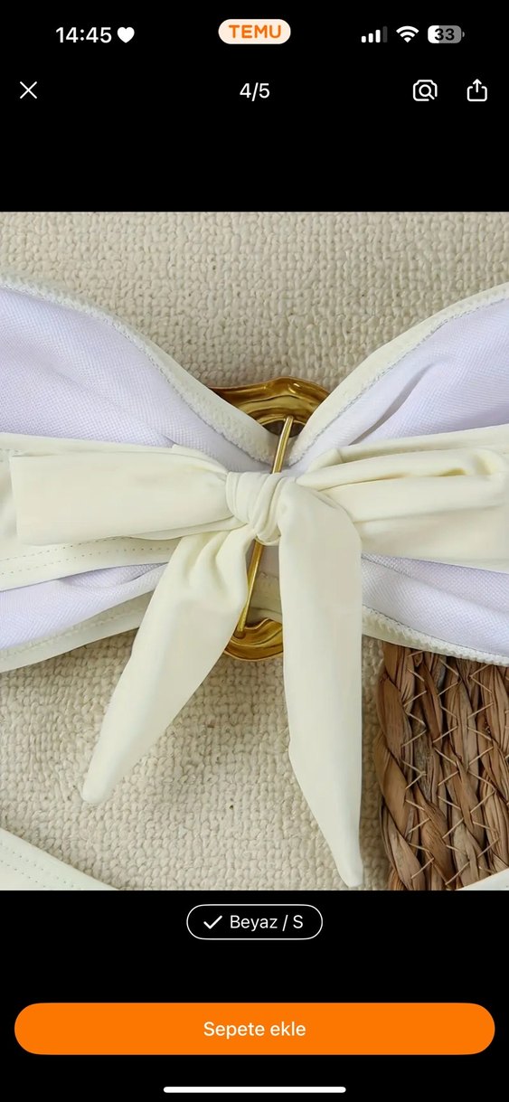 Krem Rengi Tokalı Bikini Takımı - Görsel 4