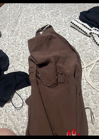 Zara Drapeli Halter Yaka Midi Elbise - Görsel 5