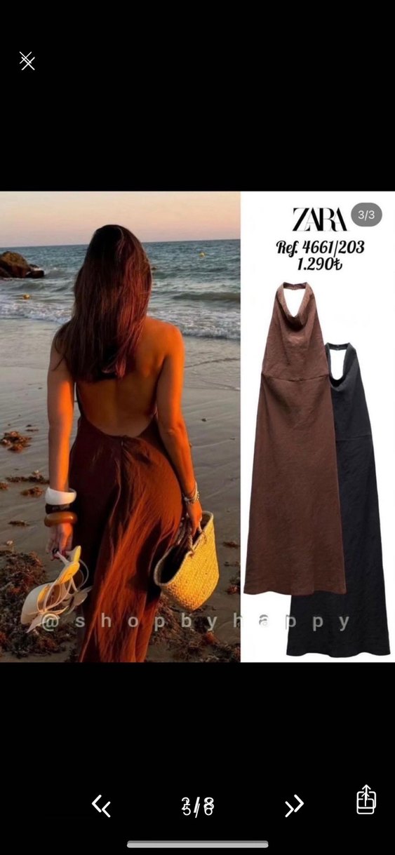 Zara Drapeli Halter Yaka Midi Elbise - Görsel 4