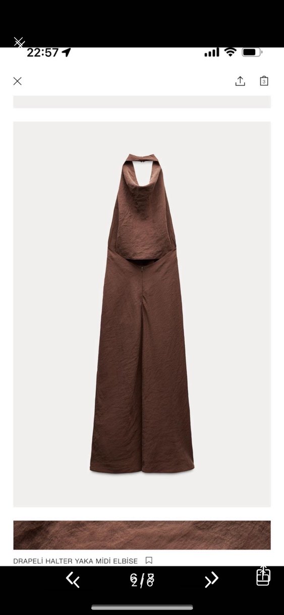 Zara Drapeli Halter Yaka Midi Elbise - Görsel 3