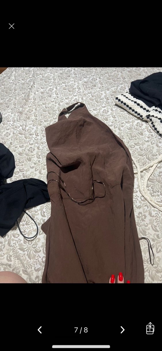 Zara Drapeli Halter Yaka Midi Elbise - Görsel 5