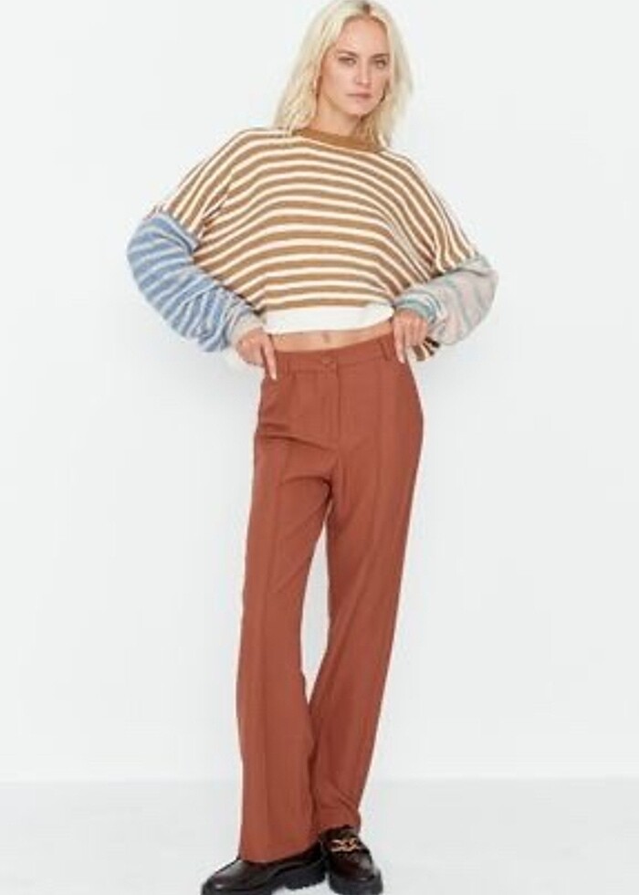 Trendyol Milla Kahverengi Pantolon - Görsel 4