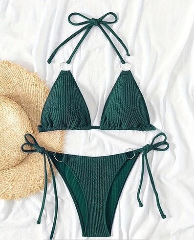 s Beden Koyu Cam Göbeği Rengi Bikini Takımı