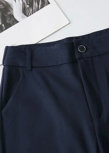 Kadın Lacivert Regular Fit Kumaş Pantolon - Görsel 4