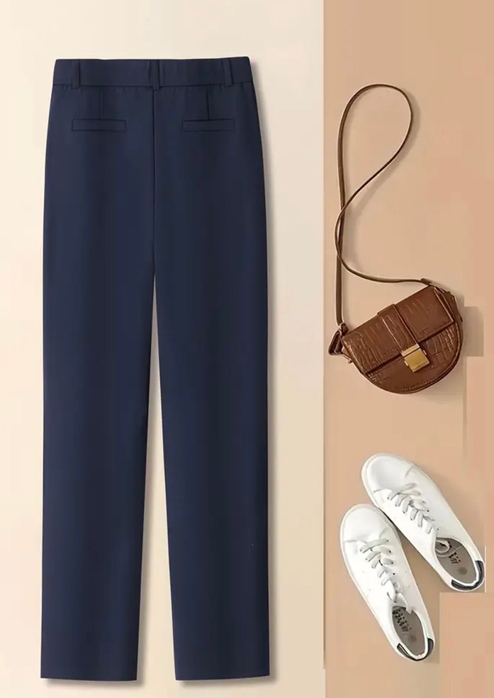 Kadın Lacivert Regular Fit Kumaş Pantolon - Görsel 2