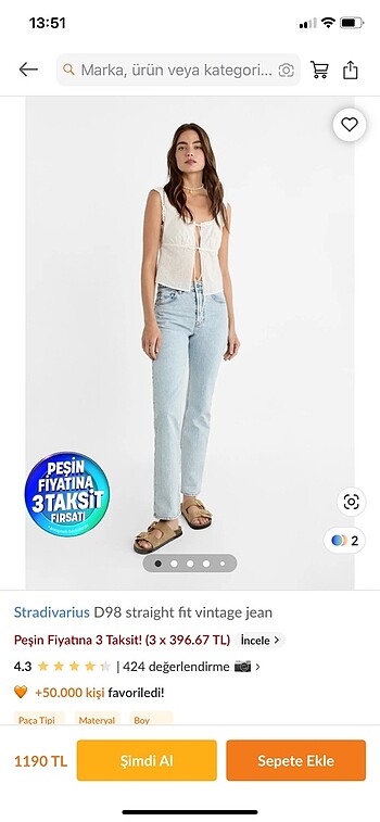 Stradivarius D98 straight fıt jean