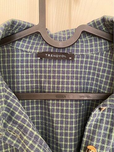 36 Beden mavi Renk Trendyolmilla Kareli Crop Gömlek