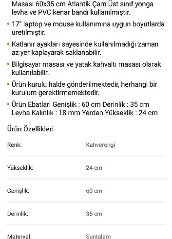  Beden kahverengi Renk Bilgisayar masası veya yatak kahvaltı masası