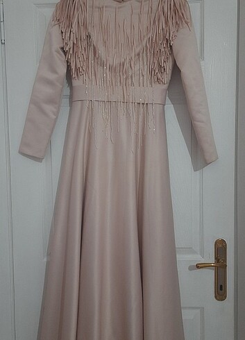 Pudra pembesi Abiye elbise - Görsel 2