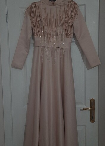 Pudra pembesi Abiye elbise - Görsel 4