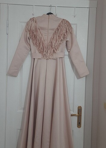 Pudra pembesi Abiye elbise - Görsel 6