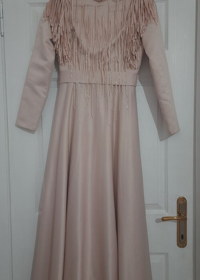 Pudra pembesi Abiye elbise - Görsel 2