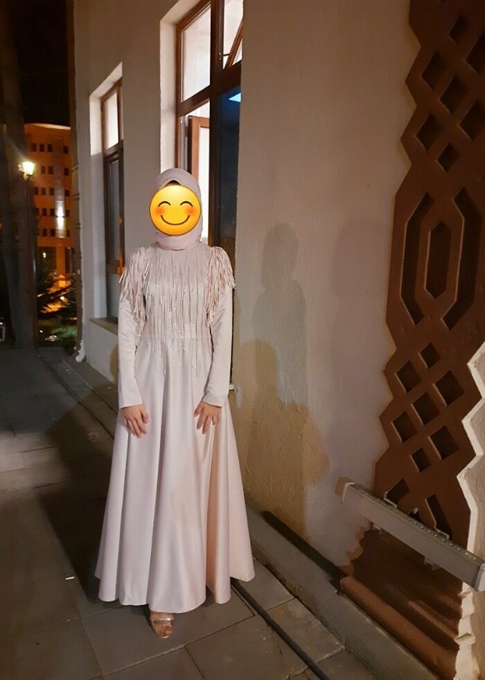 Pudra pembesi Abiye elbise - Görsel 3