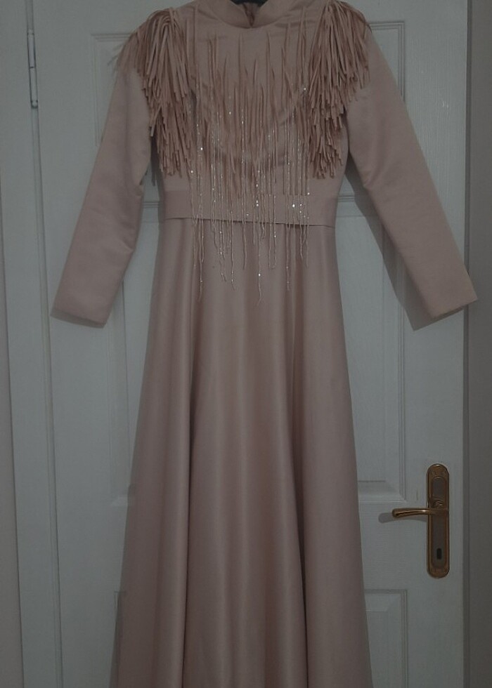 Pudra pembesi Abiye elbise - Görsel 4