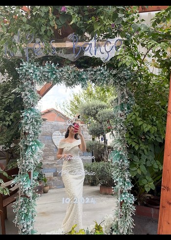 Ekru nişan elbisesi gelinlik - Görsel 3