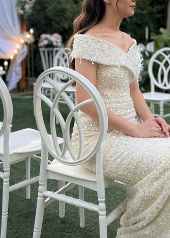 Ekru nişan elbisesi gelinlik - Görsel 2