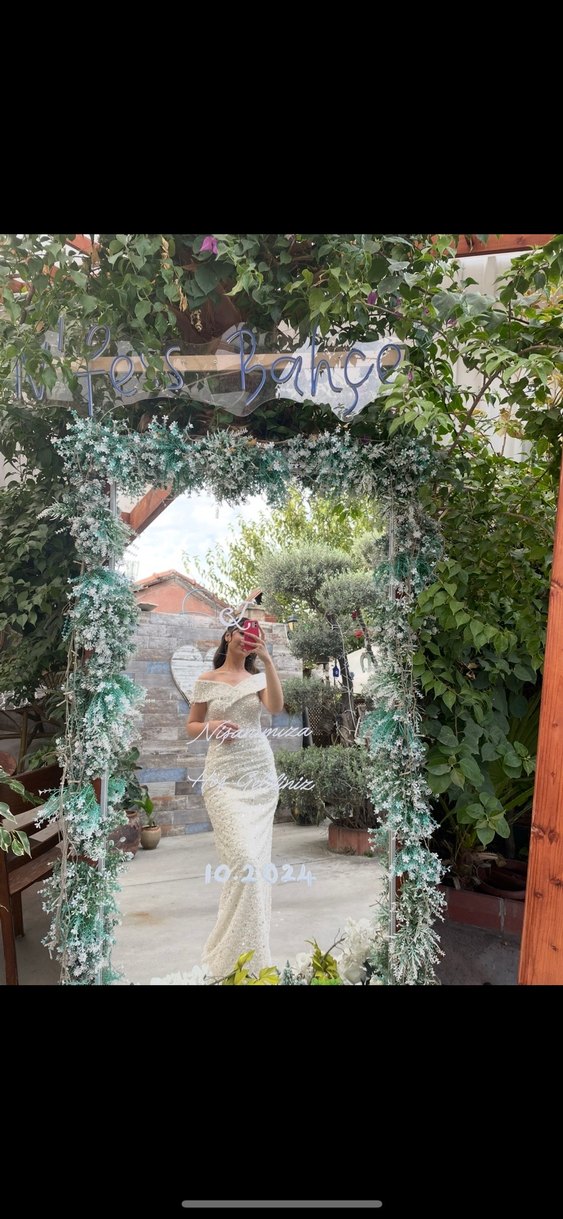 Ekru nişan elbisesi gelinlik - Görsel 3