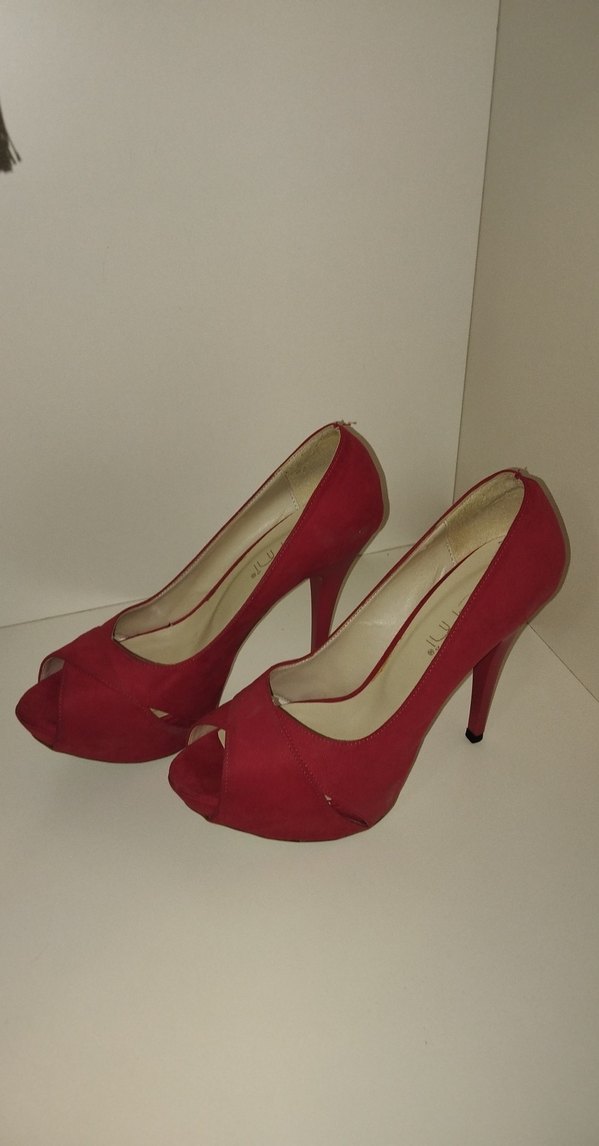 Kırmızı Süet Kadın Dolgu Topuklu Stiletto - Görsel 2