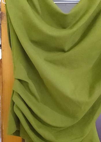 Drapeli Straplez Kadın Bluz - Haki - Görsel 6