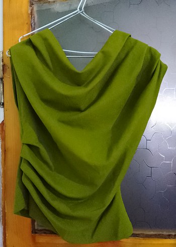 Drapeli Straplez Kadın Bluz - Haki - Görsel 8