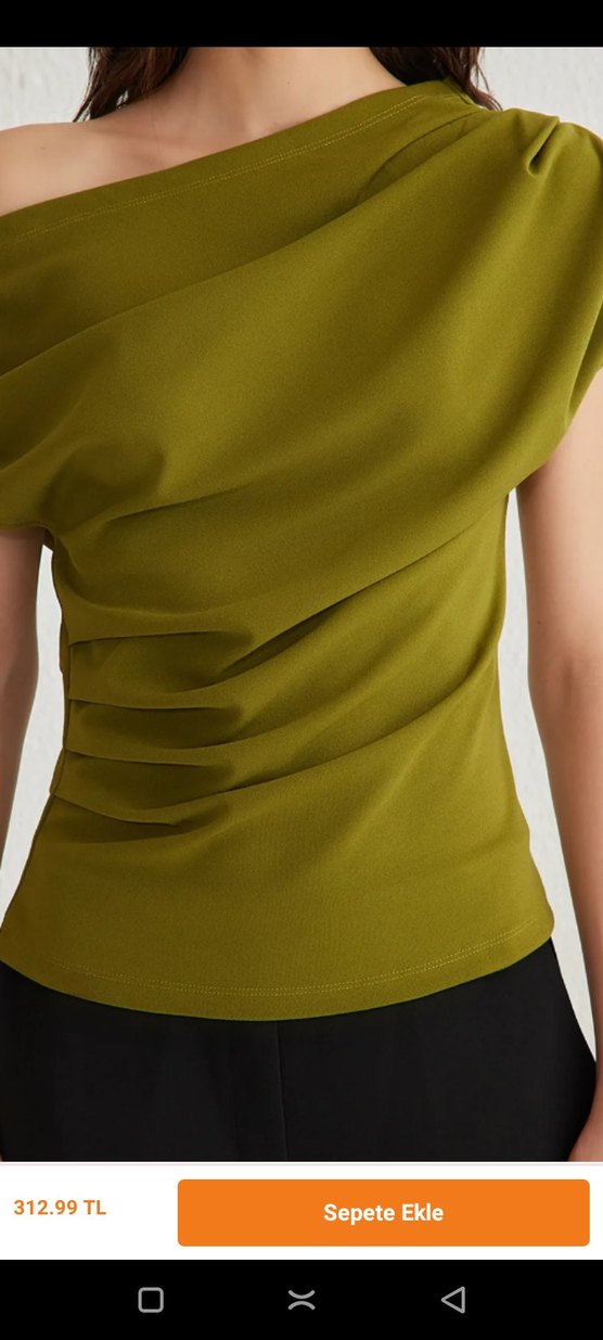 Drapeli Straplez Kadın Bluz - Haki - Görsel 3