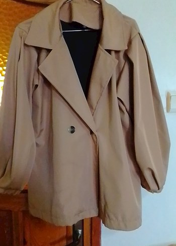 Bej Midi Kadın Trençkot Bol Kesim - Görsel 3