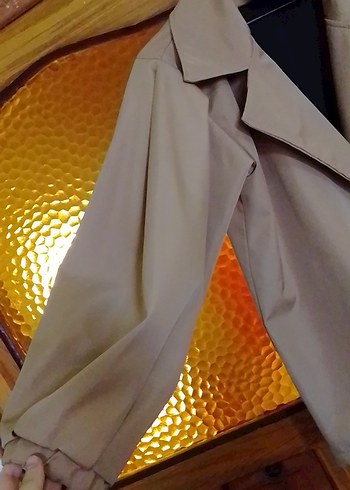 Bej Midi Kadın Trençkot Bol Kesim - Görsel 5