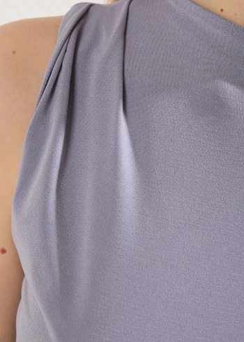 Drapeli Askısız Mor Kadın Bluz - Görsel 6