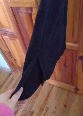 Siyah Süet Yüksek Yakalı Uzun Elbise - Görsel 2