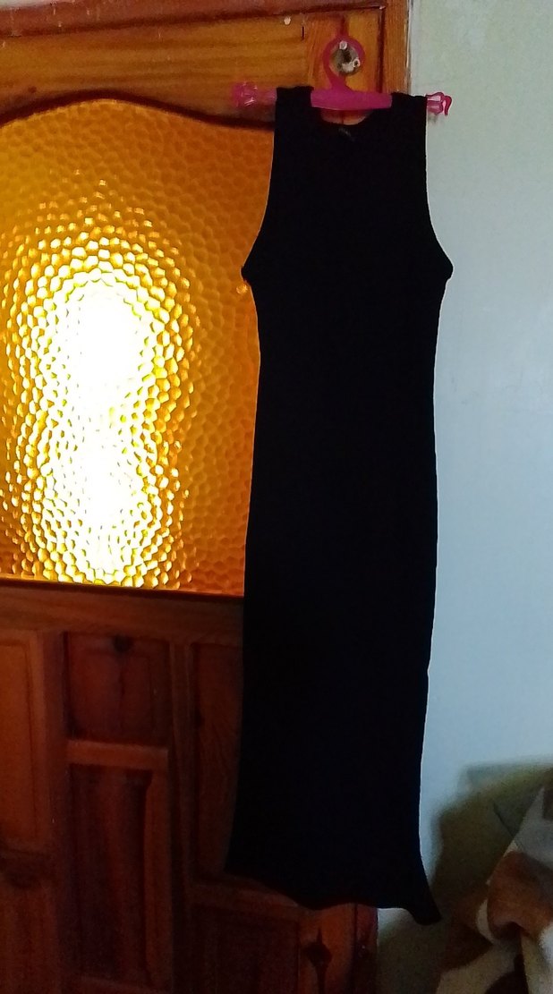 Siyah Süet Yüksek Yakalı Uzun Elbise - Görsel 3