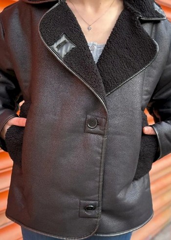 Siyah Deri  Ceket mont - Görsel 4