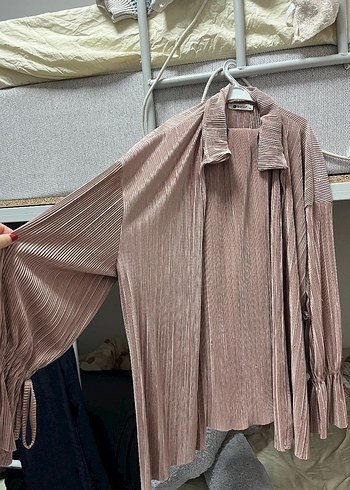 Kadın  Uzun Piliseli Keten gömlek takım ikili - Görsel 5