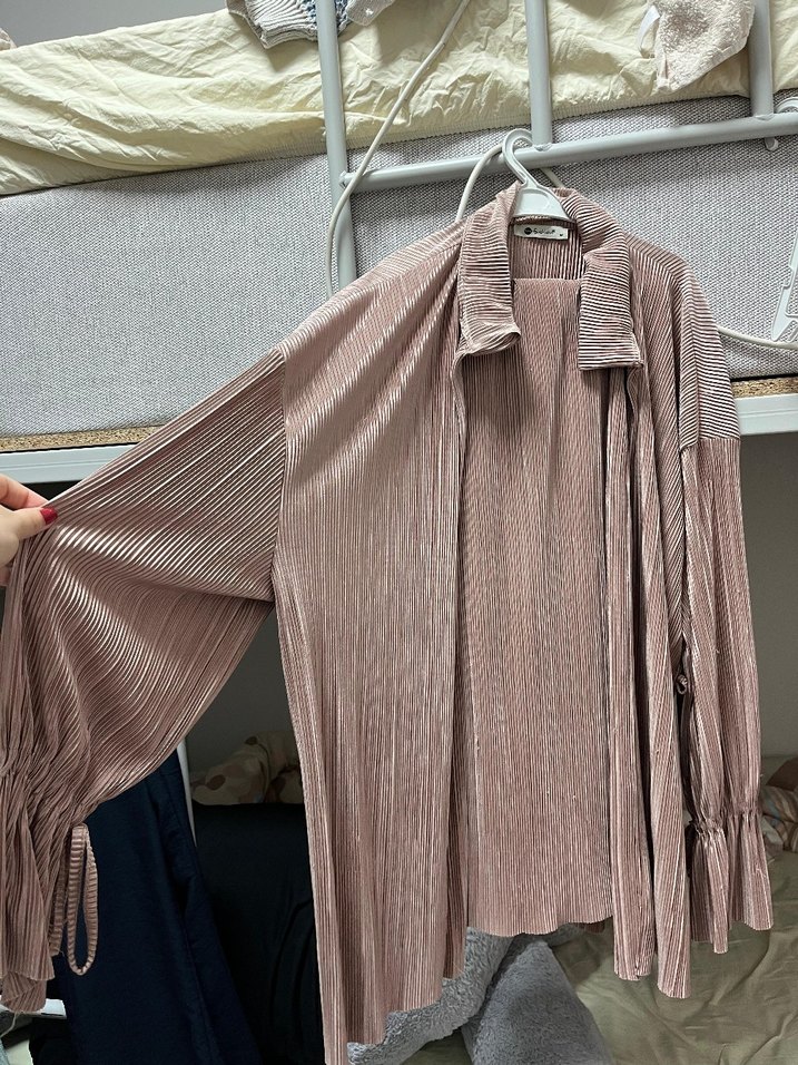 Kadın  Uzun Piliseli Keten gömlek takım ikili - Görsel 5