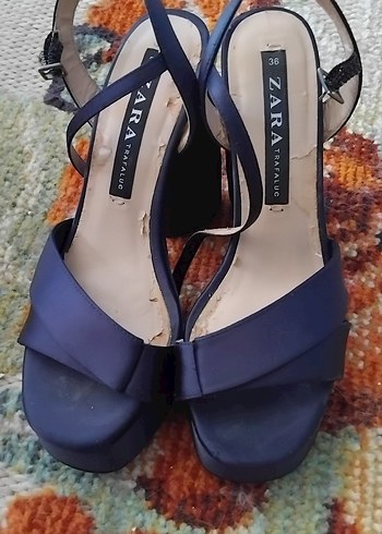 Zara Lacivert Platform Sandalet