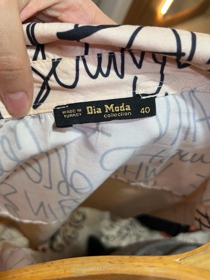 Bej Uzun Kollu Baskılı Keten Gömlek - Görsel 2