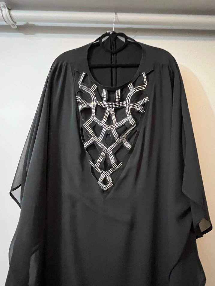 Siyah Nakışlı Uzun Bohem Elbise - Görsel 2