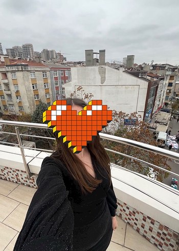 Siyah V Yakalı parıltılı Kalem Elbise - Görsel 2