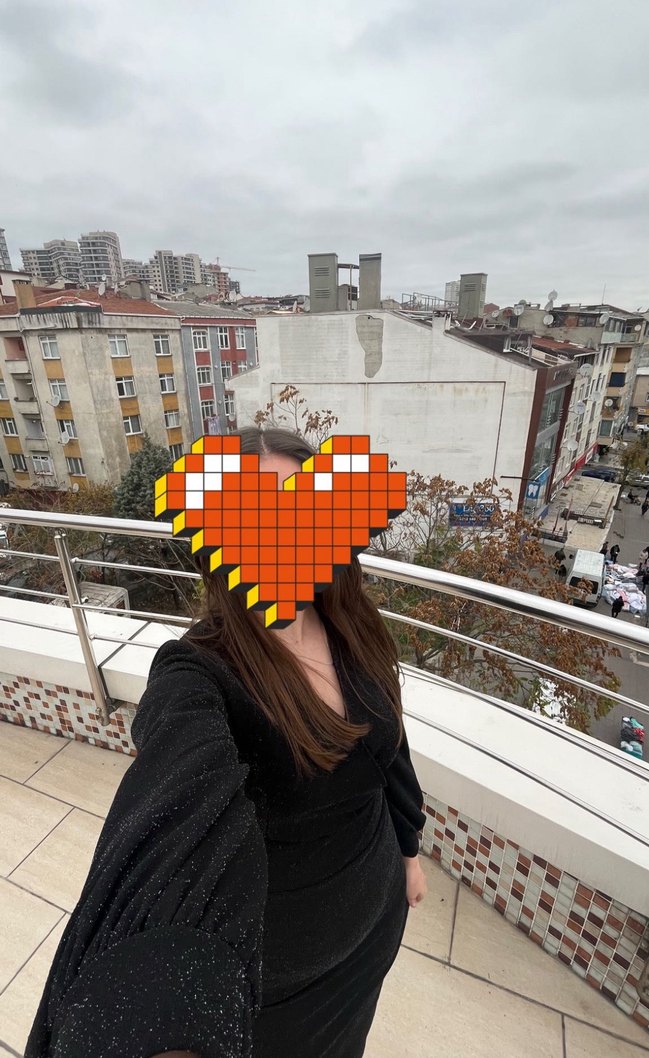 Siyah V Yakalı parıltılı Kalem Elbise - Görsel 2